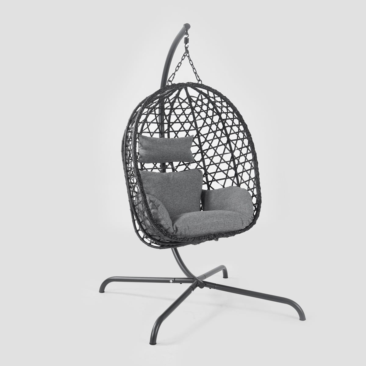 NIDO Outdoor Swing Black with Grey Cushion 104x106x184 cm