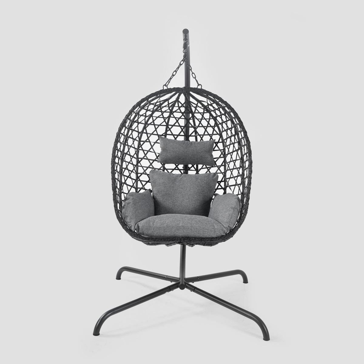 NIDO Outdoor Swing Black with Grey Cushion 104x106x184 cm