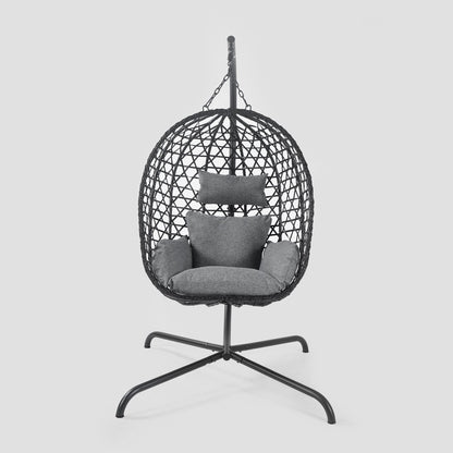 NIDO Outdoor Swing Black with Grey Cushion 104x106x184 cm