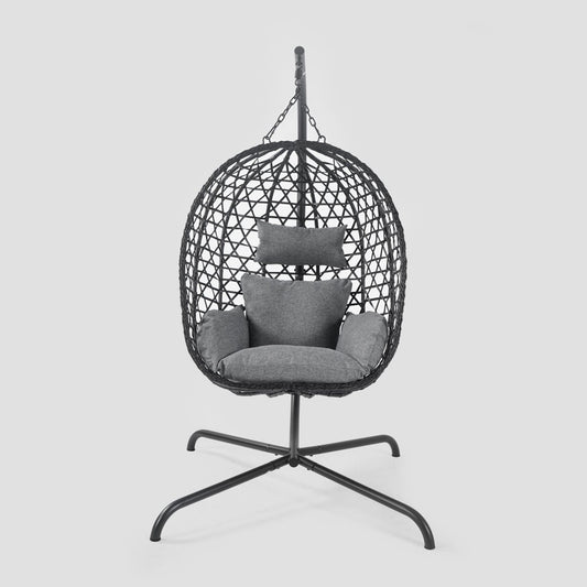 NIDO Outdoor Swing Black with Grey Cushion 104x106x184 cm