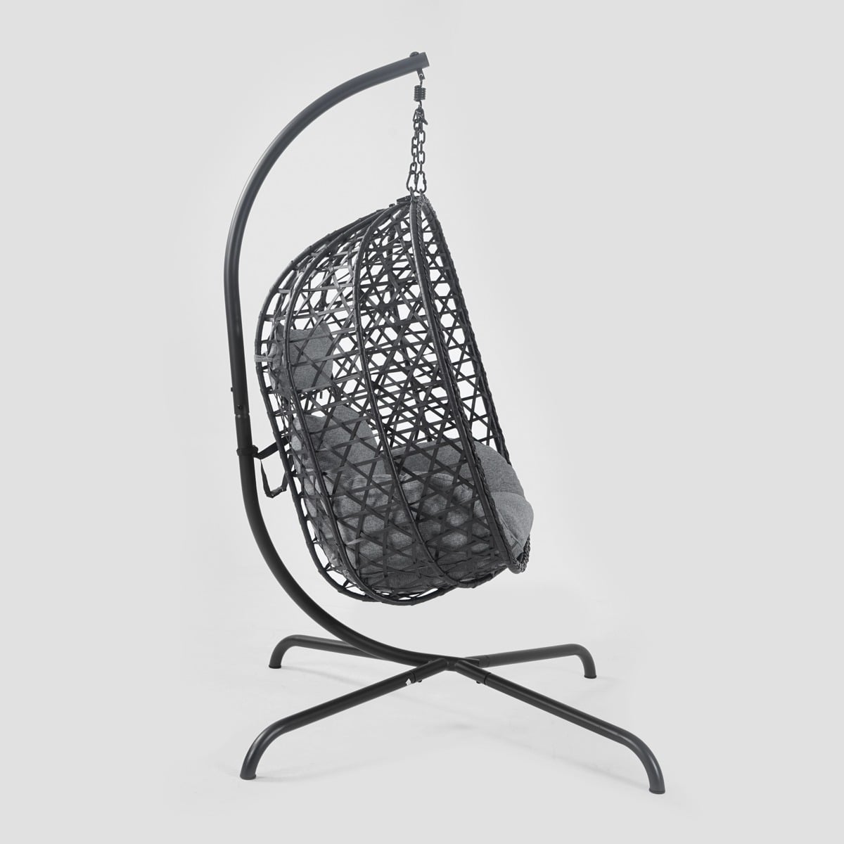 NIDO Outdoor Swing Black with Grey Cushion 104x106x184 cm