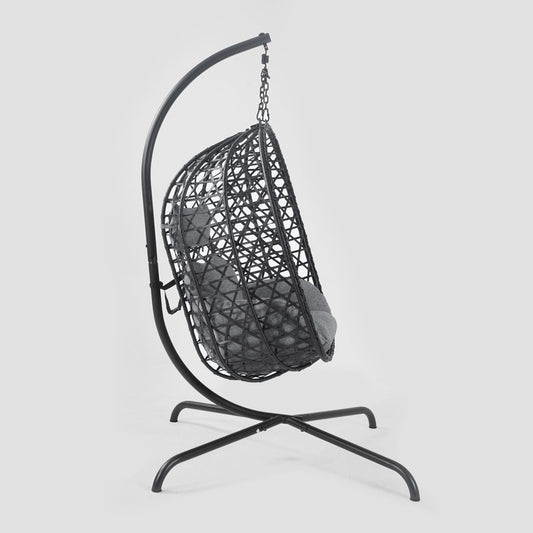 NIDO Outdoor Swing Black with Grey Cushion 104x106x184 cm