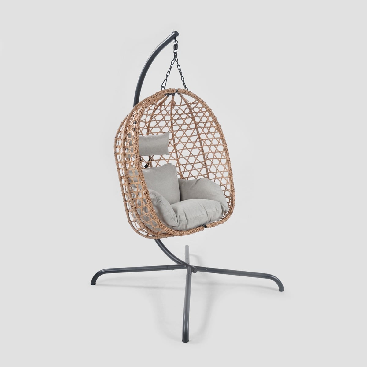 NIDO Natural Outdoor Swing with Beige Cushion