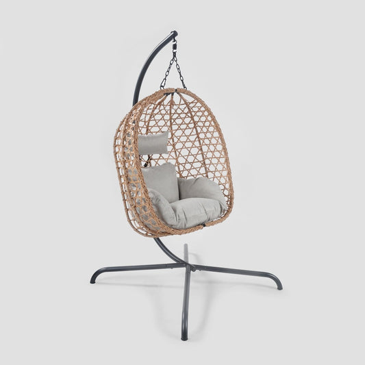 NIDO Natural Outdoor Swing with Beige Cushion
