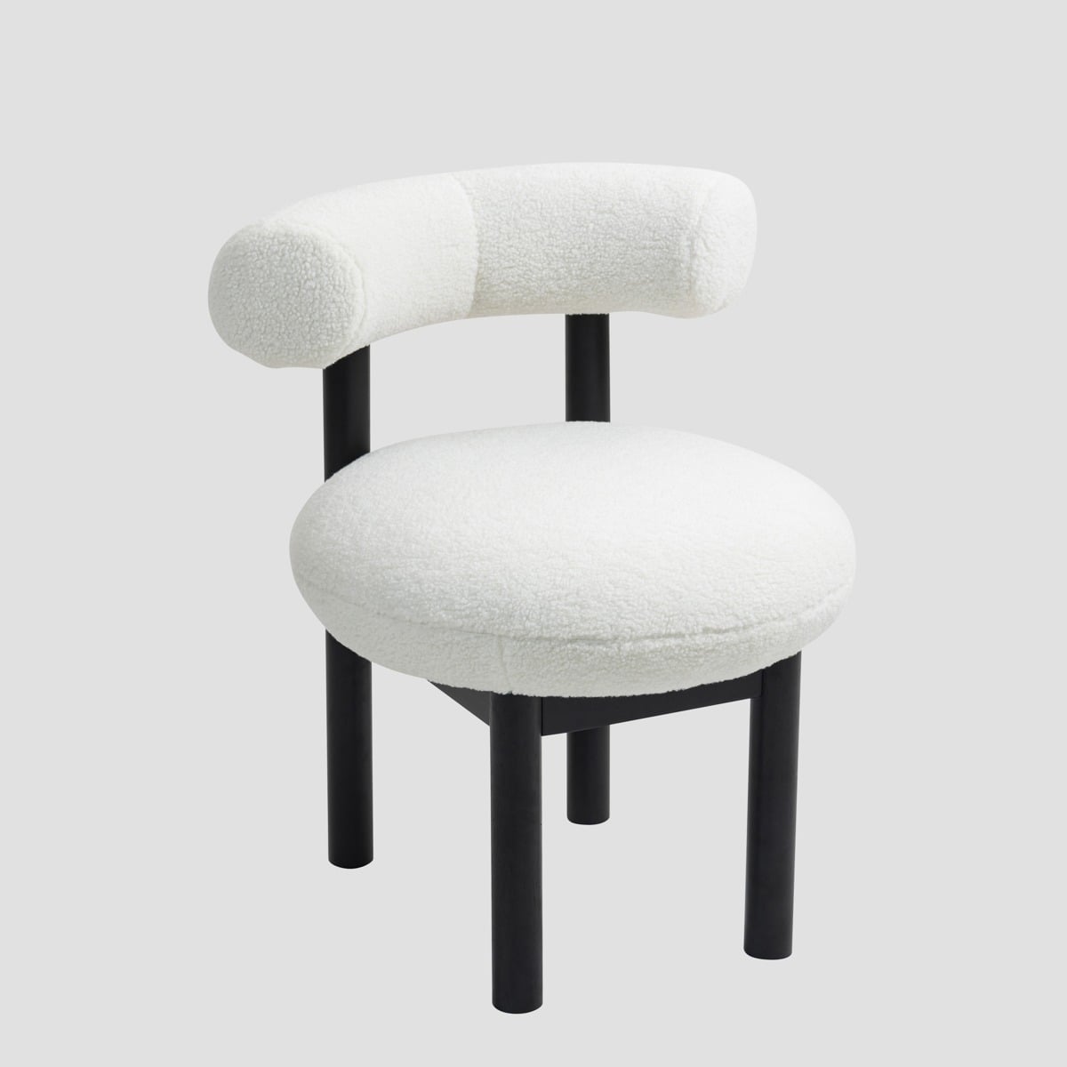 PACIS Ecru Chair with Wraparound Backrest and Black Wooden Legs