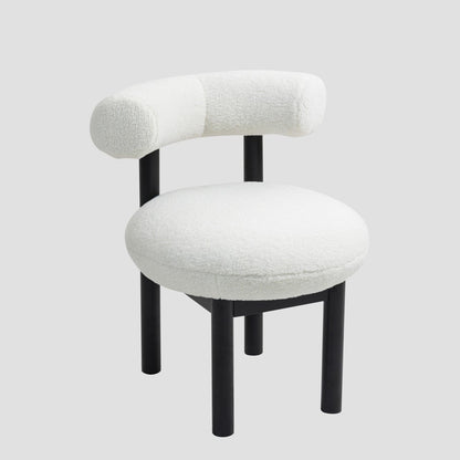 PACIS Ecru Chair with Wraparound Backrest and Black Wooden Legs