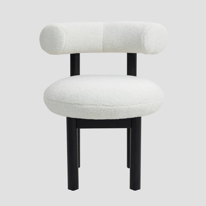 PACIS Ecru Chair with Wraparound Backrest and Black Wooden Legs