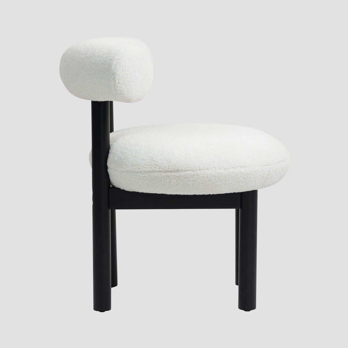 PACIS Ecru Chair with Wraparound Backrest and Black Wooden Legs