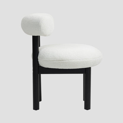 PACIS Ecru Chair with Wraparound Backrest and Black Wooden Legs