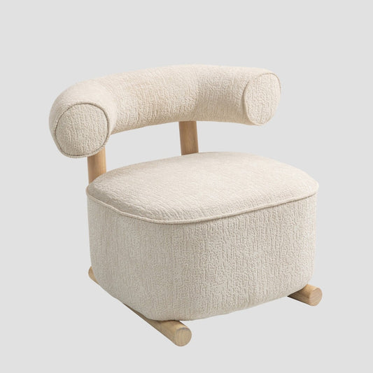 VITA Ecru Armchair with Wooden Base and Ergonomic Design