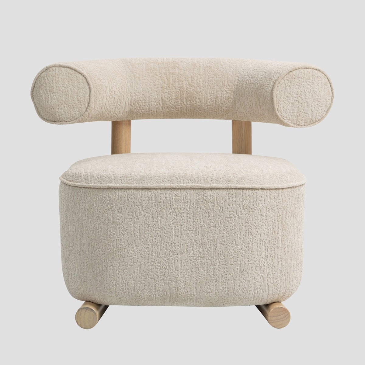 VITA Ecru Armchair with Wooden Base and Ergonomic Design