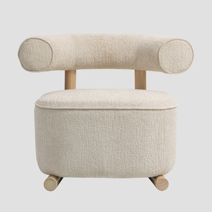 VITA Ecru Armchair with Wooden Base and Ergonomic Design