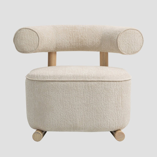 VITA Ecru Armchair with Wooden Base and Ergonomic Design