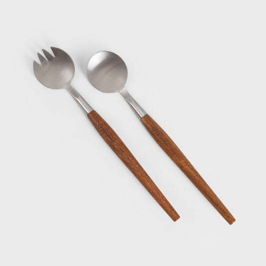 MOOKA Salad Servers Set - 2 Piece Wooden Handle Utensils