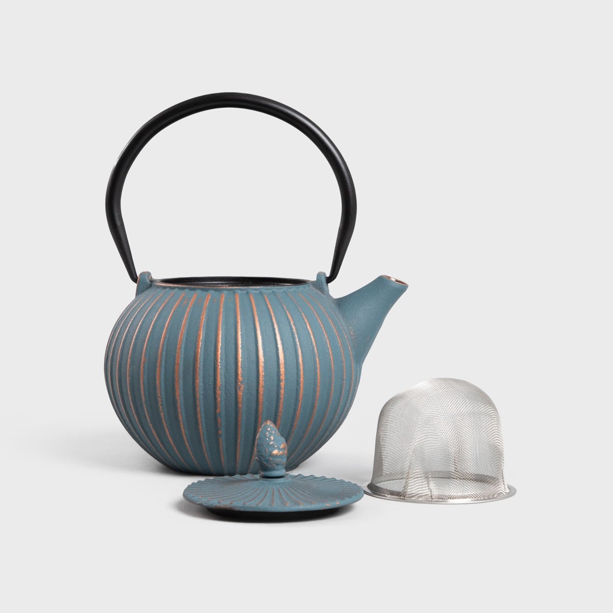 ANDREAS Cast Iron Blue Gold Tea Set - 4 Piece Infuser Set