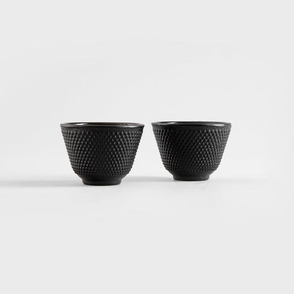 ANDREAS Black Tea Bowls Set of 2 - 60ml Cast Iron Cups