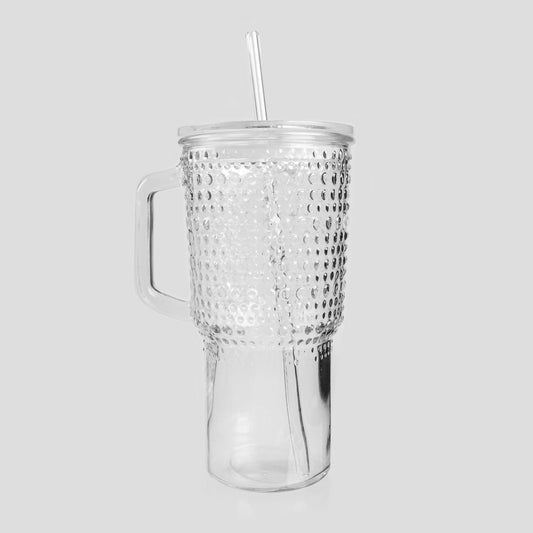 BERE Dotted Glass with Glass Straw 1L
