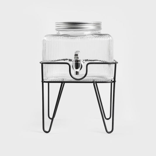Calore Fluted Glass Beverage Dispenser on Stand 3.5L
