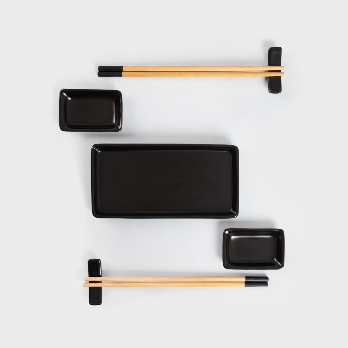 Sushi Set Black Ceramic 9-Piece Serving Dish