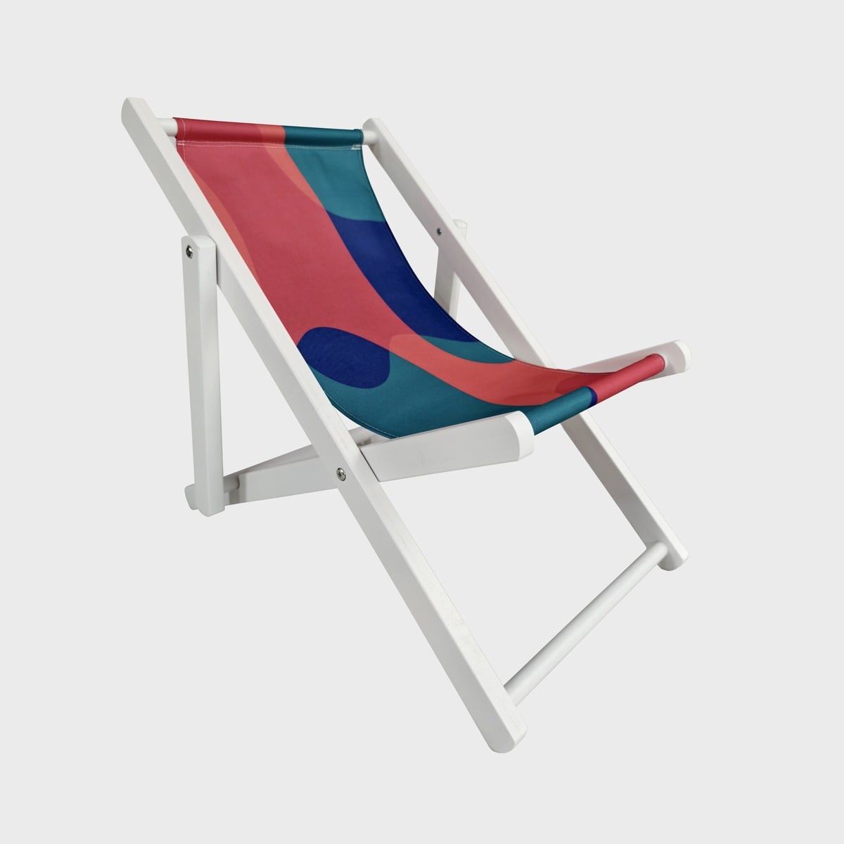 COLOR FIESTA Wooden Mini White Lounger - Portable Outdoor Seating