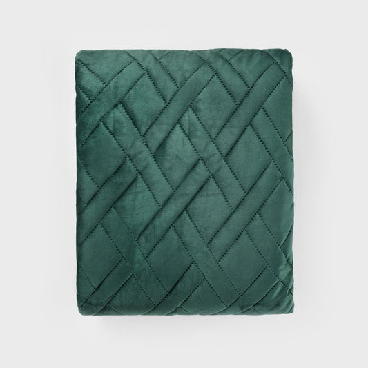 TUALA Velvet Quilted Bedspread Green 200x220 cm
