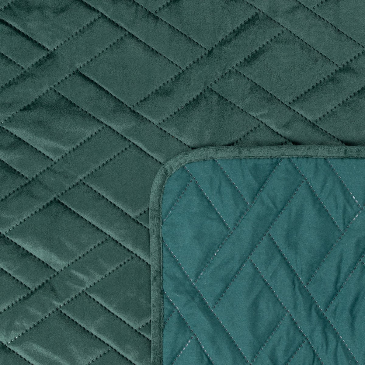TUALA Velvet Quilted Bedspread Green 200x220 cm