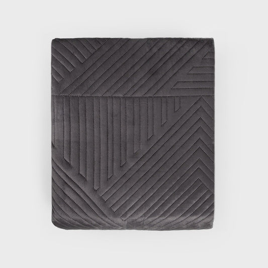 Quilted bedspread AURUM Quilted Black Velvet Bedspread 220x240 cm