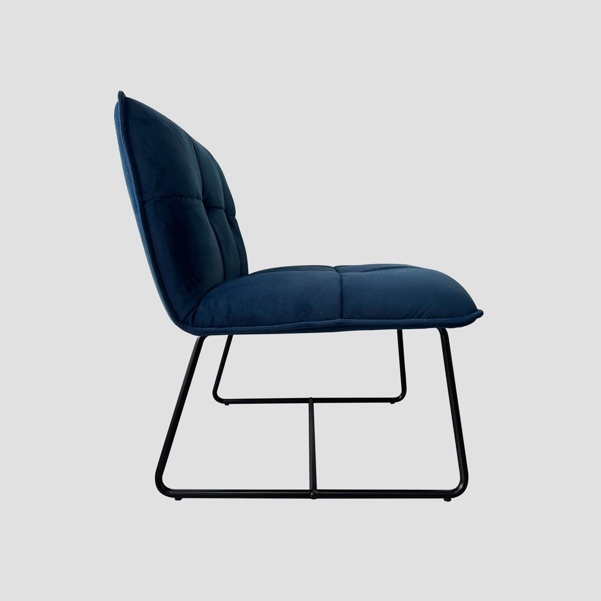 NELOX Navy Blue Velour Armchair with Metal Legs - 63x67x49 cm