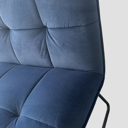 NELOX Navy Blue Velour Armchair with Metal Legs - 63x67x49 cm