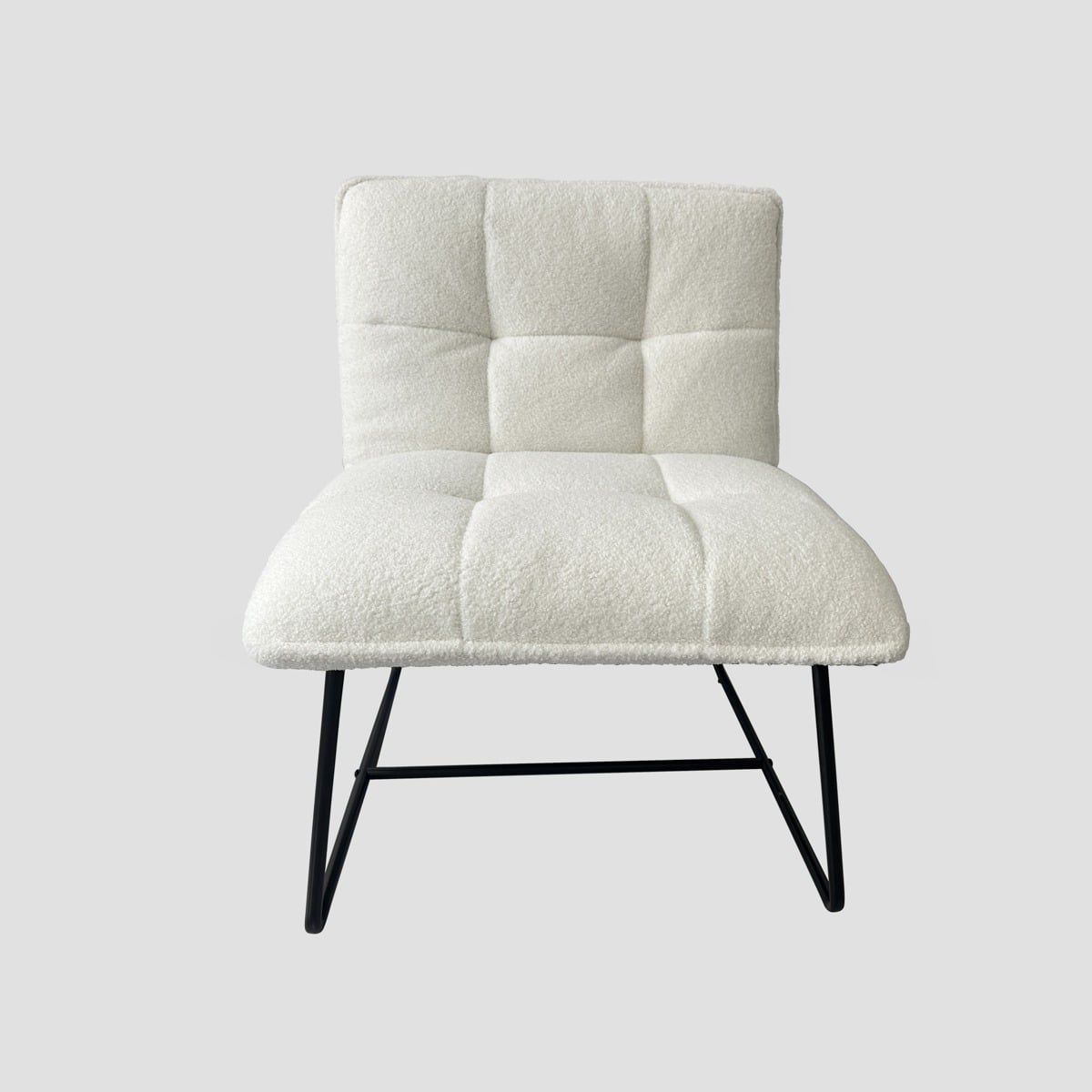 NELOX Armchair in Ecru Teddy Boucle Fabric 63x69x73 cm