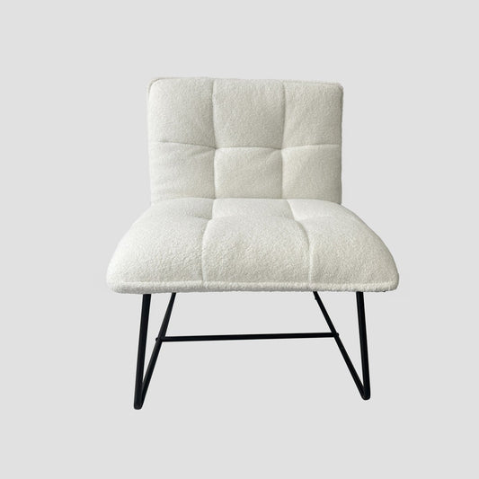 NELOX Armchair in Ecru Teddy Boucle Fabric 63x69x73 cm