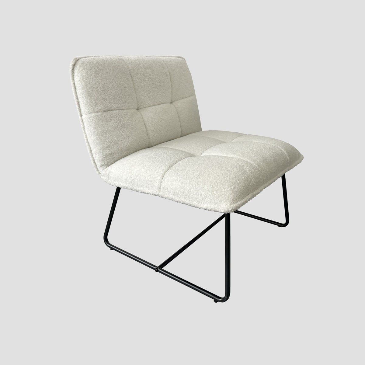 NELOX Armchair in Ecru Teddy Boucle Fabric 63x69x73 cm