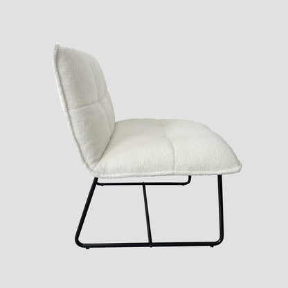 NELOX Armchair in Ecru Teddy Boucle Fabric 63x69x73 cm