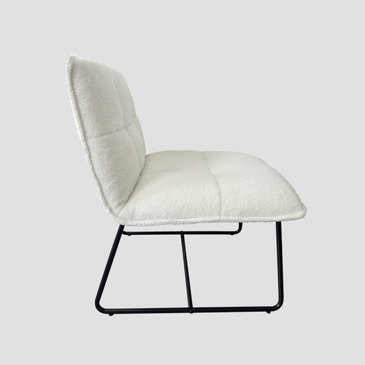 NELOX Armchair in Ecru Teddy Boucle Fabric 63x69x73 cm