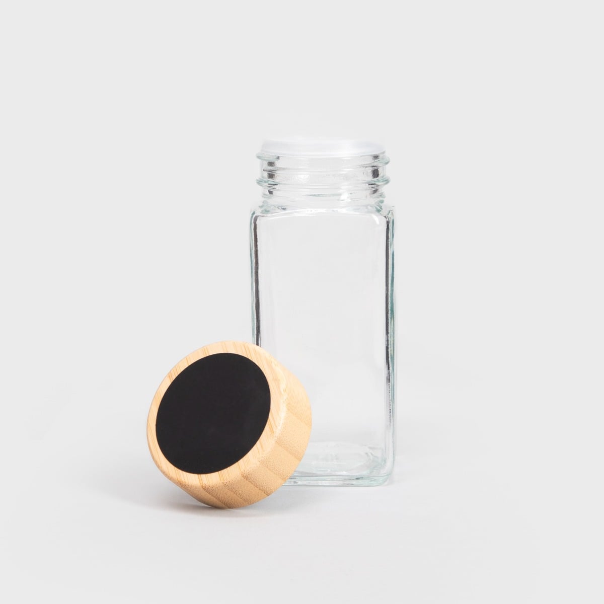 FORCINA Spice Jar Set in Bamboo Box | 12 Glass Jars 110ml