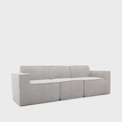 Modular sofa LYKKE Modular 3-Seater Sofa Light Grey Corduroy Upholstered