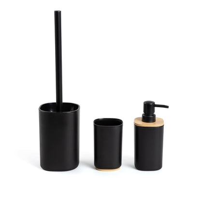 SALTI Black Bathroom Set with Dispenser, Cup, and Toilet Brush