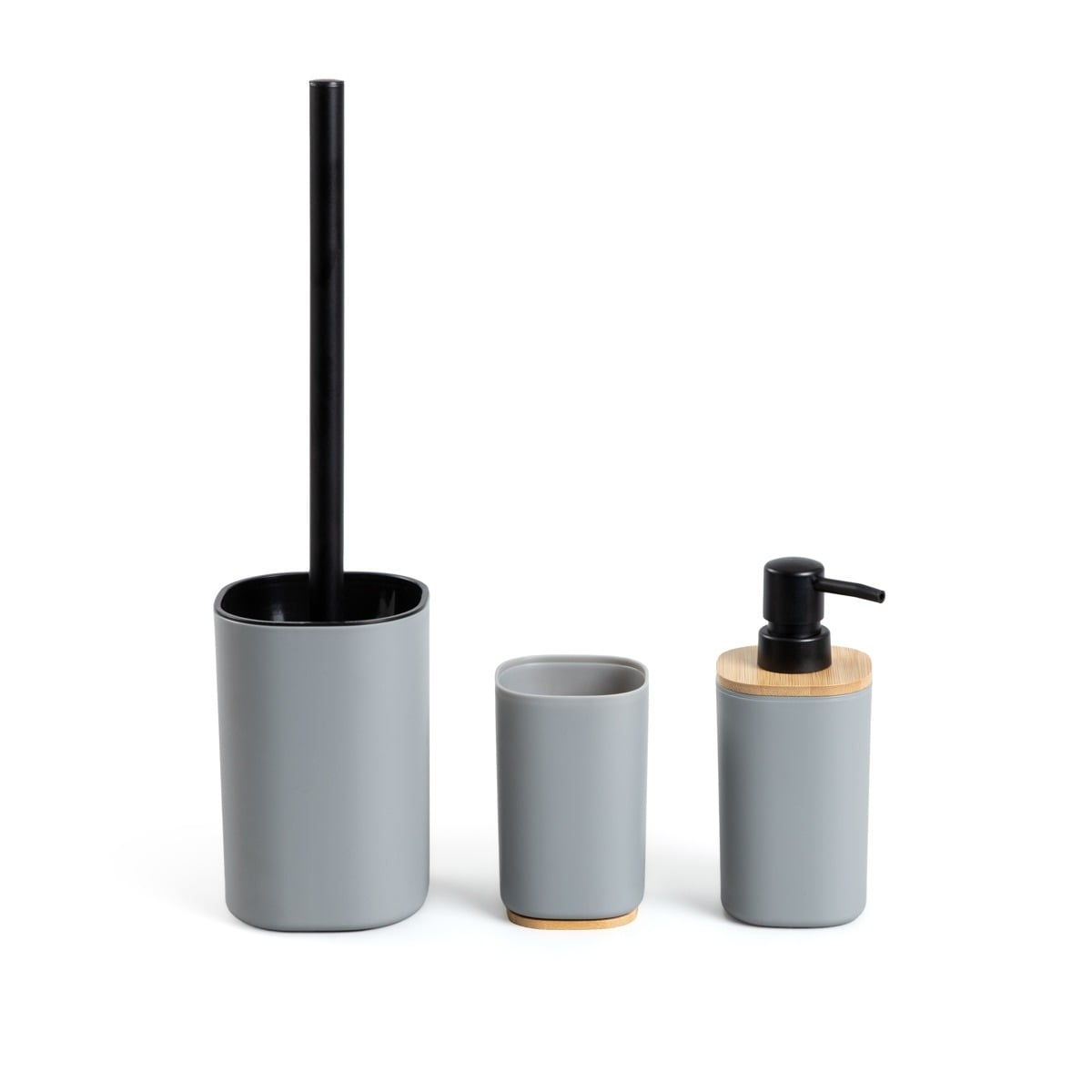 SALTI Bathroom Set Grey Dispenser Cup and Toilet Brush