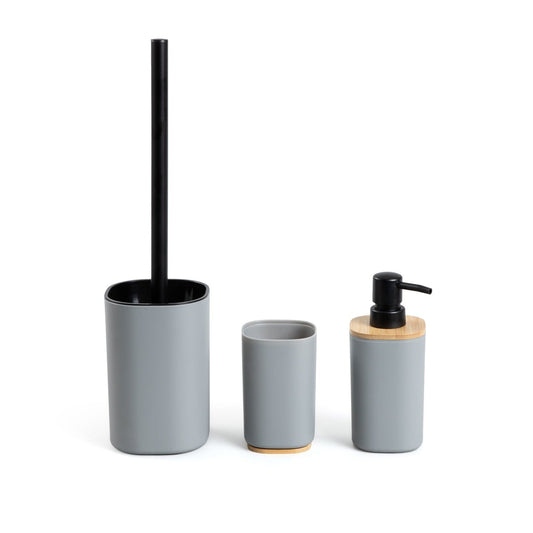 SALTI Bathroom Set Grey Dispenser Cup and Toilet Brush