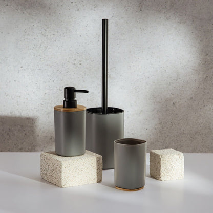 SALTI Bathroom Set Grey Dispenser Cup and Toilet Brush