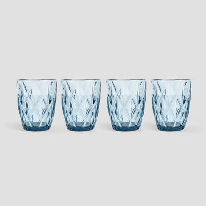 LUNNA Blue Glass Set - 4 Pieces, 0.28L Each