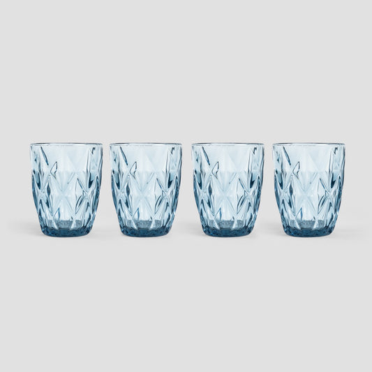 LUNNA Blue Glass Set - 4 Pieces, 0.28L Each