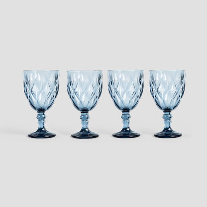 LUNNA Blue Glass Set - 4 Pieces, 0.34L Each