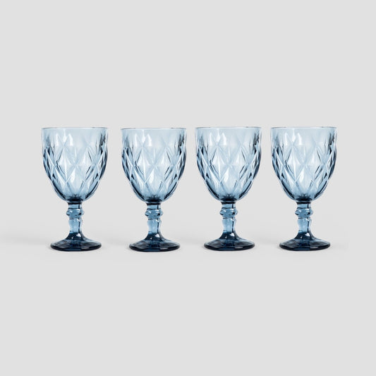 LUNNA Blue Glass Set - 4 Pieces, 0.34L Each