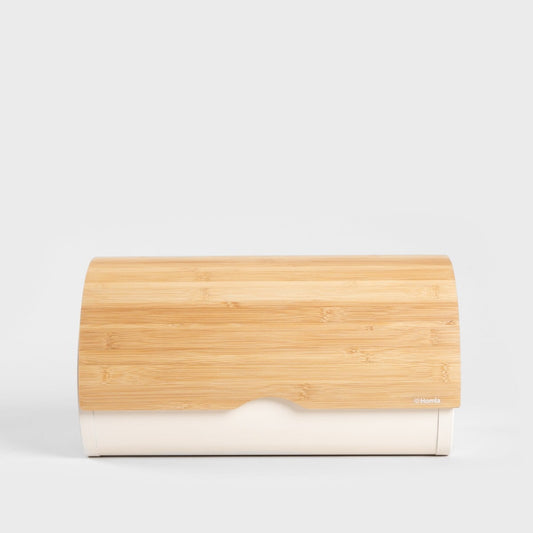RAKEL Rounded Cream Breadbox with Bamboo Lid 40x22.5x26 cm