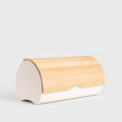 RAKEL Rounded Cream Breadbox with Bamboo Lid 40x22.5x26 cm
