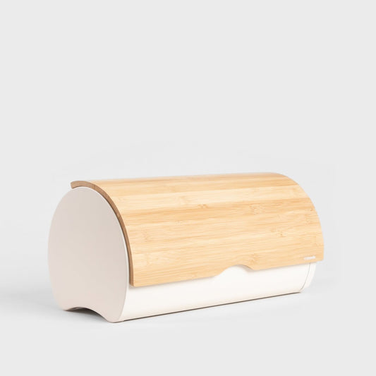 RAKEL Rounded Cream Breadbox with Bamboo Lid 40x22.5x26 cm