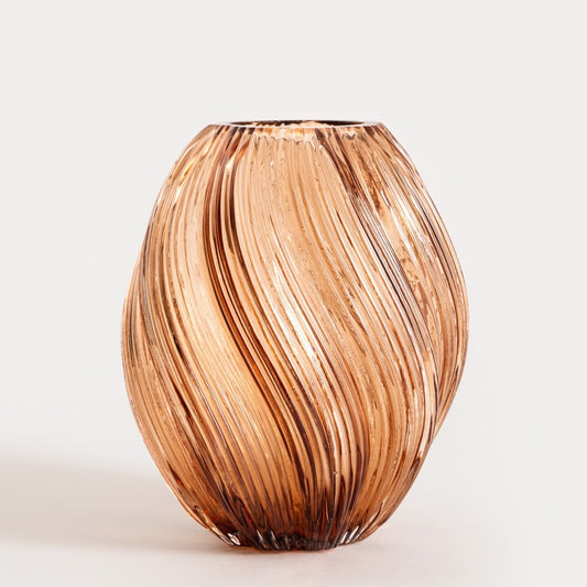 Swirl Glass Twisted Brown Vase 17x21 cm