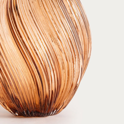 Swirl Glass Twisted Brown Vase 17x21 cm