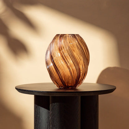Swirl Glass Twisted Brown Vase 17x21 cm